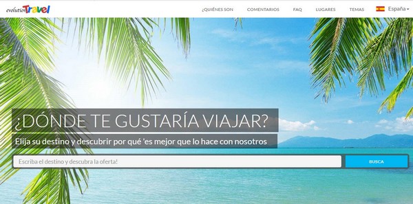 Sito in spagnolo di un Consulente di viaggi online Evolution Travel